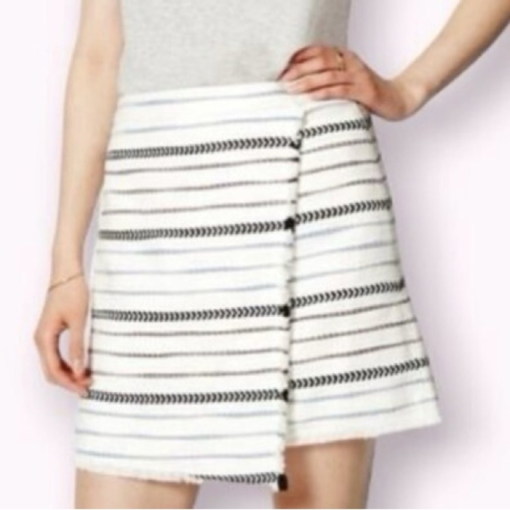 LOFT White and Black Asymmetrical Wrap Mini Skirt